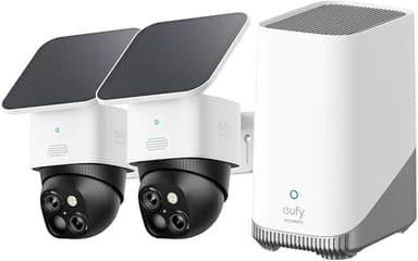 eufy Security Camera outdoor wireless, SoloCam S340 2-Cam Kit (HomeBase S380), Dual Cameras, Home Security Camera, 3K, 360° Surveillance, No Blind Spots, 2.4 GHz Wi-Fi, No Monthly Fee