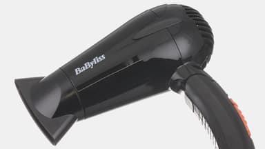 BaByliss Travel Folding Hair Dryer - Lightweight and Powerful 2000W Blow Dryer, Dual Voltage, Worldwide Use, 2 Heat/Speed Settings, Black/Orange, 5334U