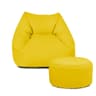 rucomfy Beanbags Snuggle Bean Bag Chair - Kids Armchair Beanbag Seat with Filling Included - Childrens Bedroom Furniture for Boys and Girls - 50 x 46 x 48cm (Yellow, with Footstool)