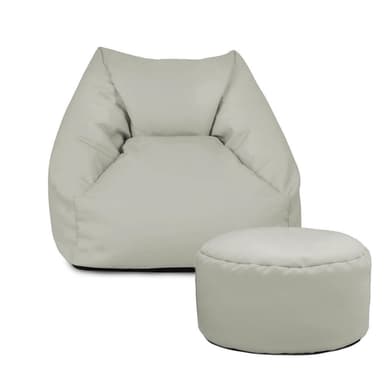 rucomfy Beanbags Snuggle Bean Bag Chair - Kids Armchair Beanbag Seat with Filling Included - Childrens Bedroom Furniture for Boys and Girls - 50 x 46 x 48cm (Platinum Grey, with Footstool)