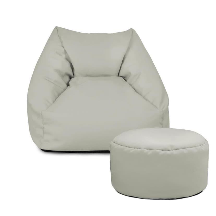 rucomfy Beanbags Snuggle Bean Bag Chair - Kids Armchair Beanbag Seat with Filling Included - Childrens Bedroom Furniture for Boys and Girls - 50 x 46 x 48cm (Platinum Grey, with Footstool)