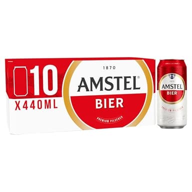 Amstel Lager, Premium Dutch Lager Beer, 3.4% ABV, 1 pack 10 x 440ml Cans, Crisp and Refreshing Beer for Every Occasion (2025 Edition)