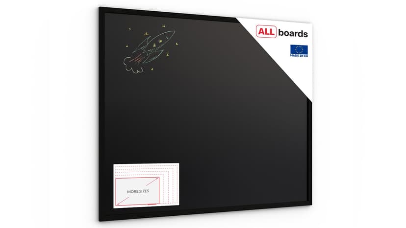 ALLboards Chalkboard with Black Varnished Wooden Frame 100x80cm, Chalk Writing Board, Blackboard