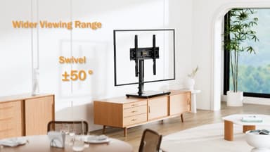 PERLEGEAR Universal TV Stand for 24-60 inch TVs up to 45kg, Swivel Height Adjustable Table Top TV Stands, TV Mount Stand with Tempered Glass Base, Pedestal TV Stand with Bracket Max VESA 400x400mm