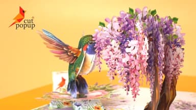 CUTPOPUP Humming Bird Wisteria Happy Mothers Day Cards Pop Up, Birthday Cards For Women, Flowers Greeting Card, 3D Gifts for Her Wife Grandma Mum Valentines Card Anniversary (Wisteria) US8-AN162UK