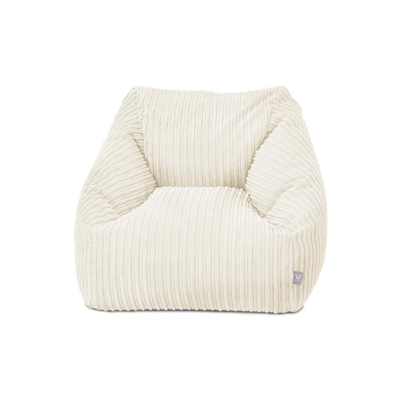 rucomfy Beanbags Big Kids Snuggle Chair - Large Corduroy Seating for Children & Teenagers - Home Furniture Living Room or Bedroom - Machine Washable - 70 x 80 x 60cm (Ivory, Beanbag Only)