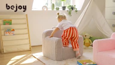BEJOY Kids Sofa Ultra-Soft Snuggle Foam Filled Chair, Single Cuddly Sherpa Reading Couch for Boys and Girls, Grey - Snuggle Chair deal on Amazon UK
