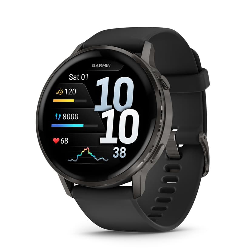 Garmin Venu 4, 45mm GPS smartwatch, AMOLED touchscreen, 24/7 advanced health & fitness, 80+ sports apps, flashlight, ECG app, sleep tracking, fitness coach, up to 12 days battery life, Black