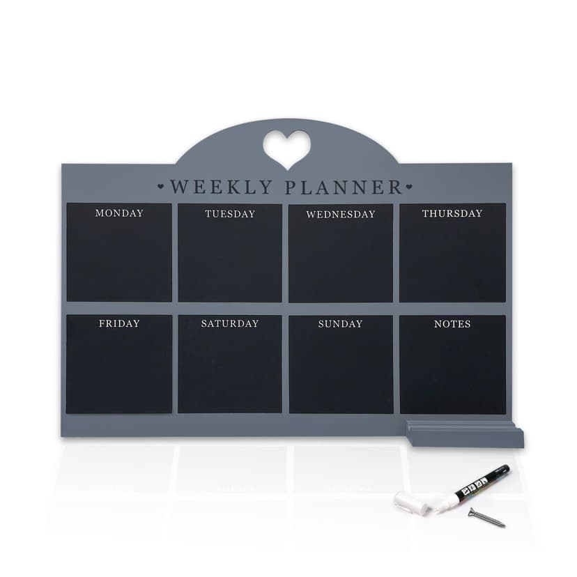 Empire Weekly Planner and Menu Board for Kitchen, Work Planner Blackboard, Wall Mounted Daily Planner, to Do List, Dry Erase Meal Planner with White Cloth for Office & Home (Standard, Blue)