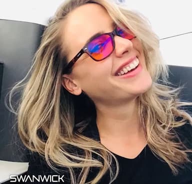 Swanwick Night Swannies Classic - 99% Superior Blue Light Blocking Computer Glasses for Better Night Sleep and Reduce Eyestrain - (Black) Regular