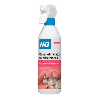 HG Odour Eliminator for All Surfaces, Odour Remover & Fabric Freshener Spray, Bad Smell Remover & Carpet Spray for Hard Surfaces & Soft Furnishings, Pet Odour Remover & Deodoriser - 500ml