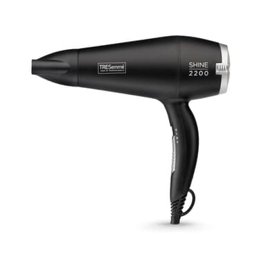 TRESemme Smooth & Shine Hair Dryer - Powerful 2200W Blow Dryer, Anti-Frizz Technology, Lightweight Fast Drying, 3 Temperature Settings, Black, 5542DU