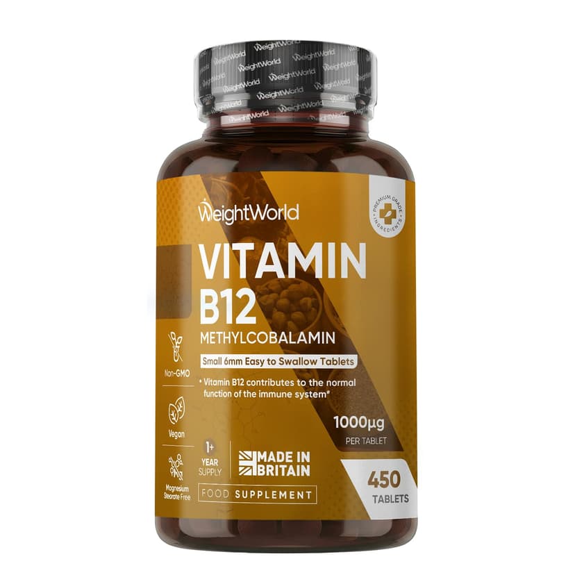 Vitamin B12 Tablets - 450 Tablets (1+ Year Supply) - 1 Per Day - 1000mcg - 6mm in Size - Easy to Swallow - Methylcobalamin Form - Vegan Vitamin B12 Supplement for Men & Women - Made in the UK