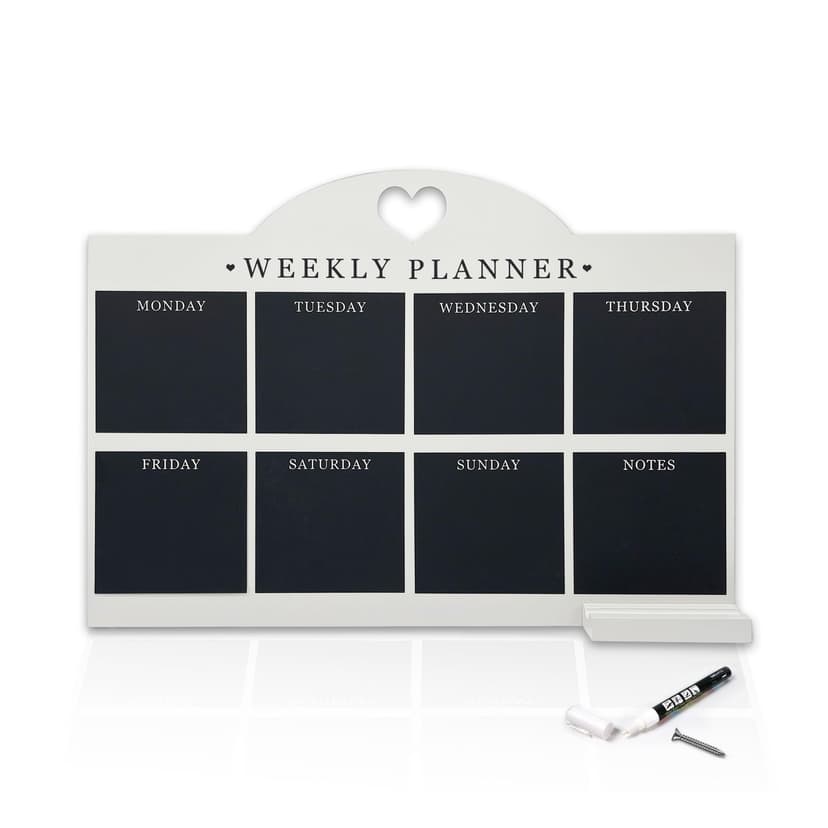 Empire Weekly Planner and Menu Board for Kitchen, Work Planner Blackboard, Wall Mounted Daily Planner, to Do List, Dry Erase Meal Planner with White Cloth for Office & Home (Standard, White)
