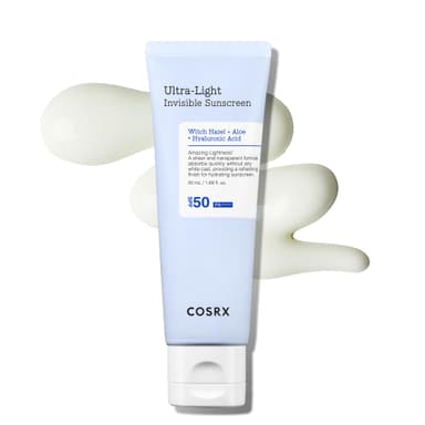 COSRX Ultra-Light Invisible Sunscreen SPF 50 Face Moisturiser, PA++++ Korean Sunscreen, Non Oily Sun Cream, UVA/UVB Protection, Daily Hydrating Sun Lotion, No White Cast 50mL