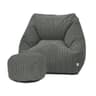 rucomfy Beanbags Big Kids Snuggle Chair - Large Corduroy Armchair for Kids & Teenagers - Home Furniture Living Room or Bedroom Seating - Machine Washable - 70 x 80 x 60cm (Slate Grey, with Footstool)