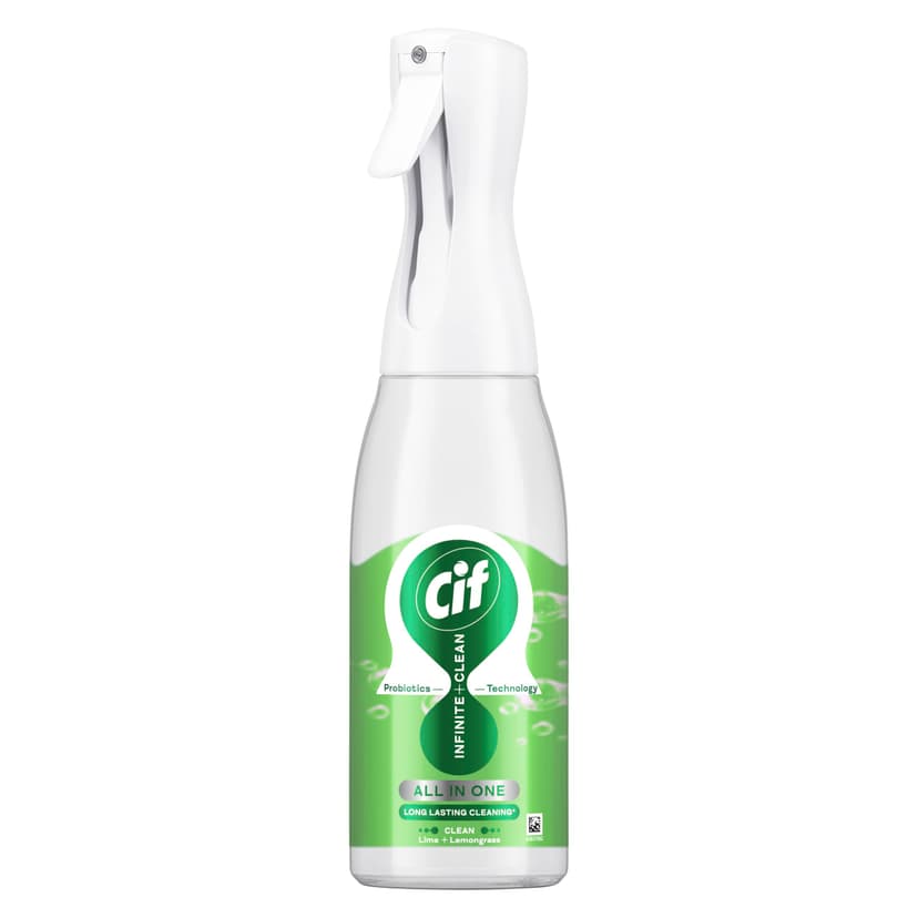 Cif Infinite Clean Lime & Lemongrass All in One Cleaner Spray with probiotics technology for a long-lasting clean* 590 ml