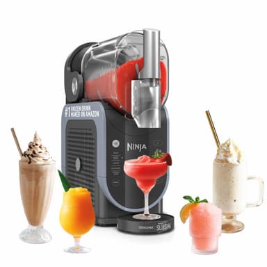 Ninja SLUSHi Frozen Drinks Maker, Create Slush, Frozen Cocktails, Frappé, Milkshakes & Frozen Juice, No Ice or Preperation Needed, WhisperChill Technology, 1.9l Capacity, Blue & Grey FS301UK
