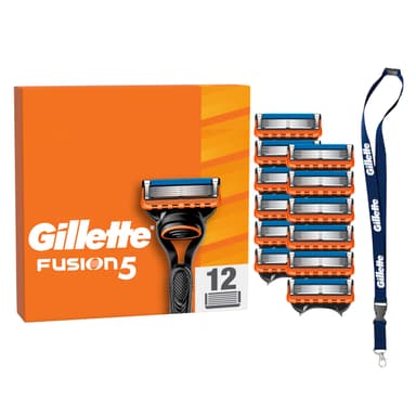 Gillette Fusion5 Men's Razor - 12 Blades, Engineered With Antifriction Blades For Up To 20 Shaves Per Blade Refill