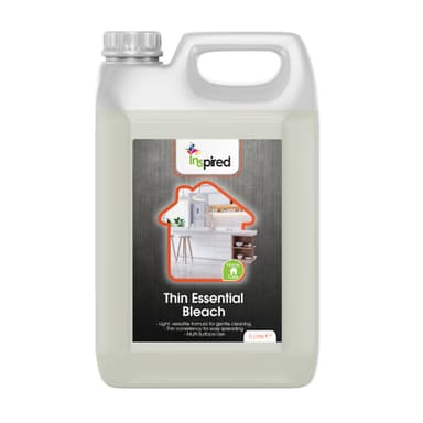 Inspired - Thin Essential Bleach 5L - Gentle Yet Effective Cleaner for Floors, Surfaces & Light Stain Removal - Faster Drying Thin Formula for Domestic Household Use
