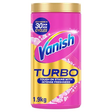 Vanish Turbo Stain Remover Powder, 1.9kg, Boosted Oxi Action for Quick Wash, Removes Stains, Safe on Colours & White