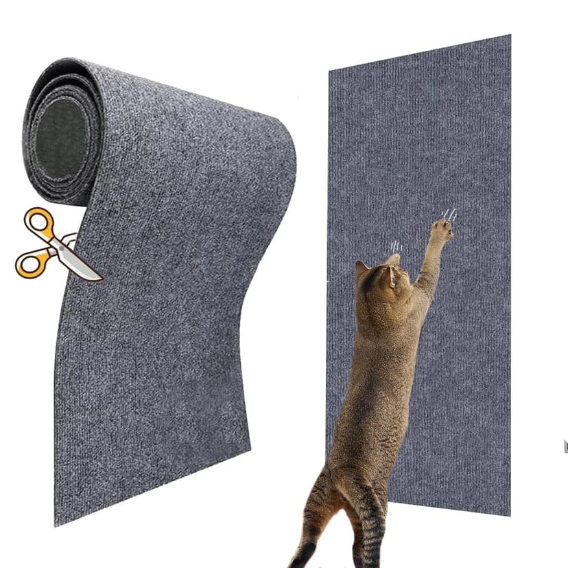 79 x 16 Cat Wall Climbing Carpet, Wall Scratcher Pad from Indoor Cat Couch Furniture Protector, Post DlY Kitten Corner Protector(Grey)