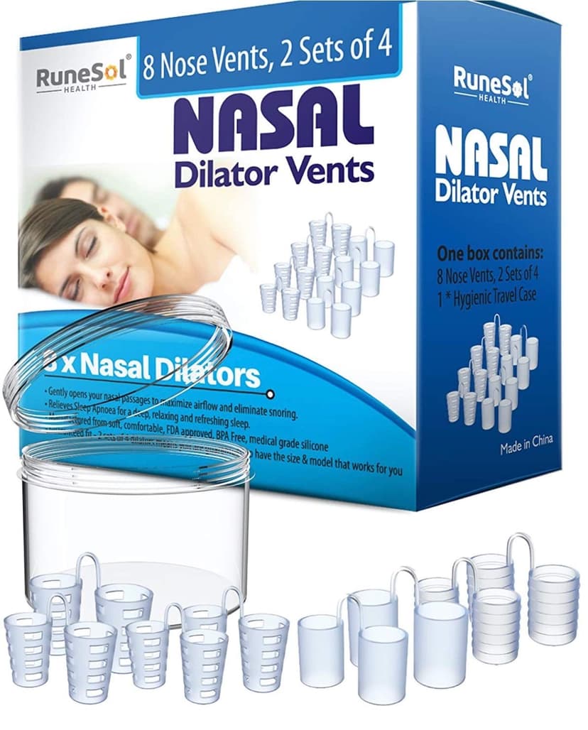 Runesol Snoring Relief Nasal Dilator, 8 x Pack Clear Nasal Dilators, Men and Women Snoring Aids, Sleep Nose Vents, Antisnoring Devices, Nasal Dilators for Sleep Apnea, Snore Stopper to help Congestion