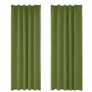 UMI by Amazon Pencil Pleat Solid Thermal Insulated Energy Saving Blackout Curtains 46 x 54 Inch Green 2 Panels
