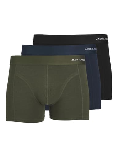 JACK & JONES Men's Jacbasic Bamboo Trunks 3 Pack Noos Boxer Shorts, Forest Night, S