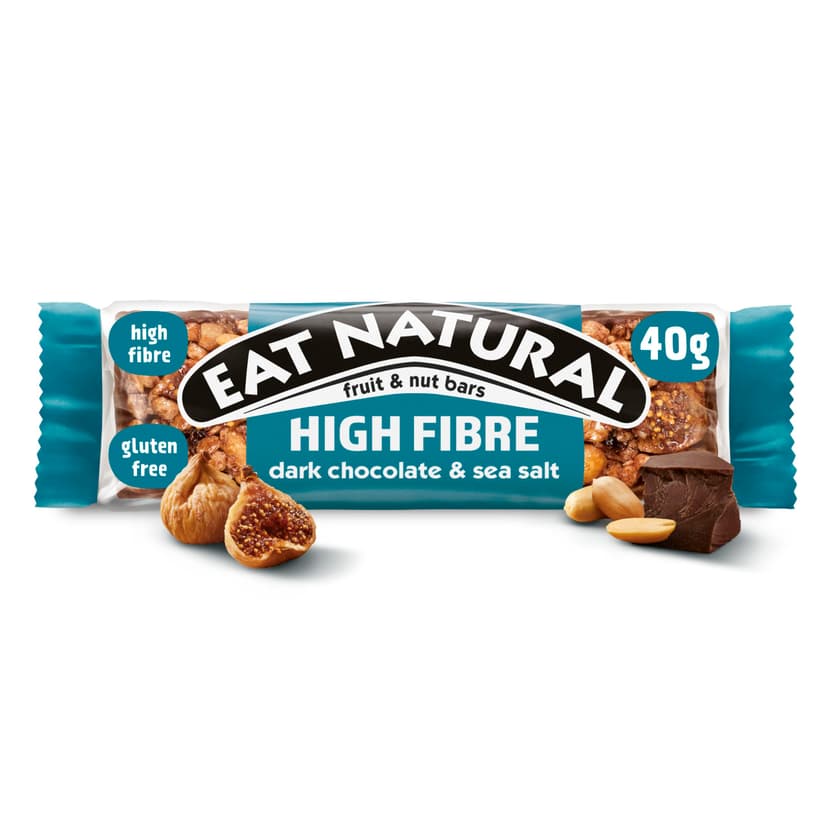 Eat Natural Fruit & Nut Bars - Dark Chocolate with Sea Salt, Peanuts & Almonds - Gluten Free, High Fibre Snacks - Sweet & Salty Treats - Bulk Multipack 12 x 40g
