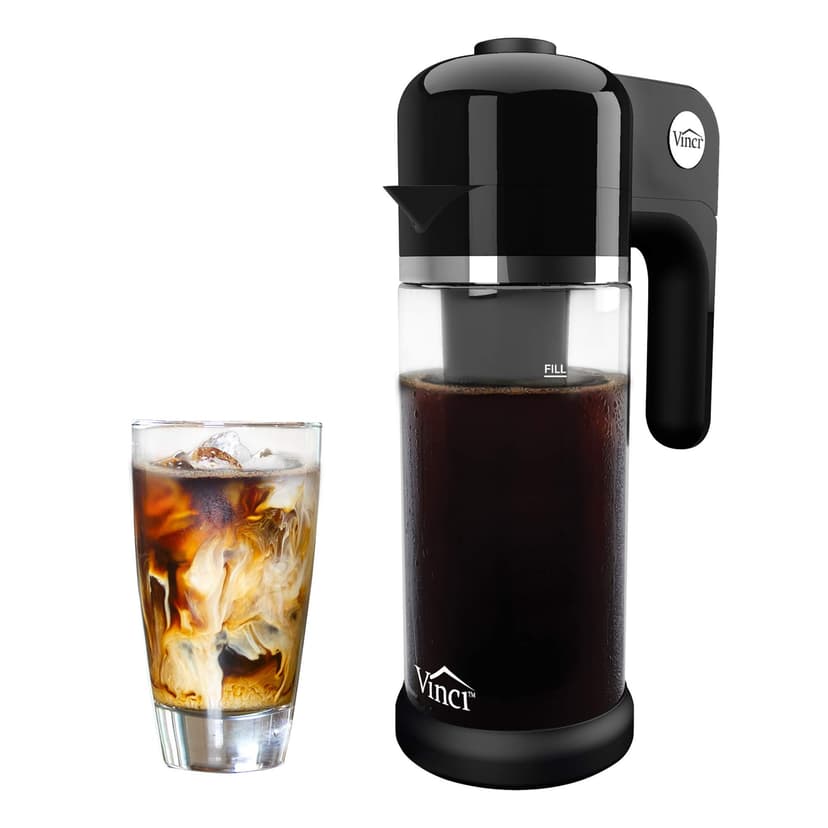 VINCI Express Cold Brew, Electric Cold Brew Coffee Maker in 10 minutes, Glass Carafe, 3 Brew Strength Settings & Cleaning Cycle, Easy to Use & Clean, Cold Brewer for Iced Coffee, 1.4 L Dial Control