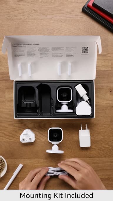 Blink Mini | Indoor plug-in pet security camera, 1080p HD day and night video, motion detection, two-way audio, easy setup, Alexa enabled — 2 cameras (White)