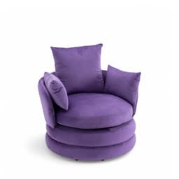 Velvet Purple Swivel Cuddle Chair – Snuggle Chairs for Adults, Sage Green Chair for Living Room, Plush Snuggle Seats with Cushions