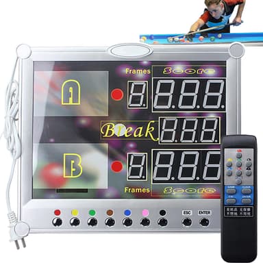 HDaspijh Snooker Scoreboard, Snooker Pool Billiard Sport Game Electronic Scoreboard Counter with Wireless Remote Control, LED Digital Display Wall-Mount Scoreboard - Snooker Scoreboard deal on Amazon UK