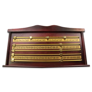 Funky Chalk Solid Wood Snooker Scoreboard - 4 Player Mahogany Finish with Brass Markers & Copper Rails, 70 x 36cm - Snooker Scoreboard deal on Amazon UK