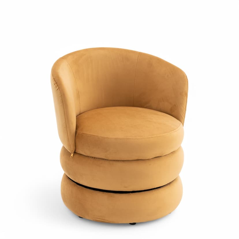 TILLY Velvet Swivel Cuddle Chair – Gold Velvet Armchair and Snuggle Seat, Ideal Swivel Accent Piece or Cuddle Chair for Bedroom and Living Room, Perfect Vibrant Design for Modern Interiors