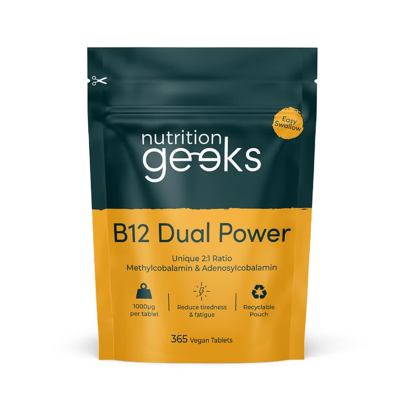 Vitamin B12 Tablets High Strength - 1 Year Supply (365 Tablets) - 1000mcg Dual Power B12 Vitamin Complex with Methylcobalamin & Adenosylcobalamin - Vegan Supplement - (Packaging Design May Vary)