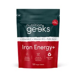 Iron Tablets High Strength - Energy Tablets with Vitamin C, B12 & Folic Acid - 120 Vegan Iron Supplements for Women and Men - 14mg - Enhanced Energy Support & Increased Absorption - UK Made