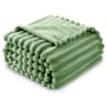 GC GAVENO CAVAILIA Fleece Blankets Double (150x200cm) - Ribbed Cosy Bed Throw Blanket - Exra Warm Throws for Sofas, Chair, Couch, Settee - Snuggle Blankets & Throws - Super Soft - Green