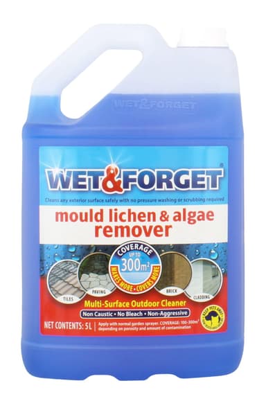 Wet & Forget Mould, Lichen & Algae Remover, Outdoor Patio Cleaner, Black Spot Remover, Bleach Free, 5L