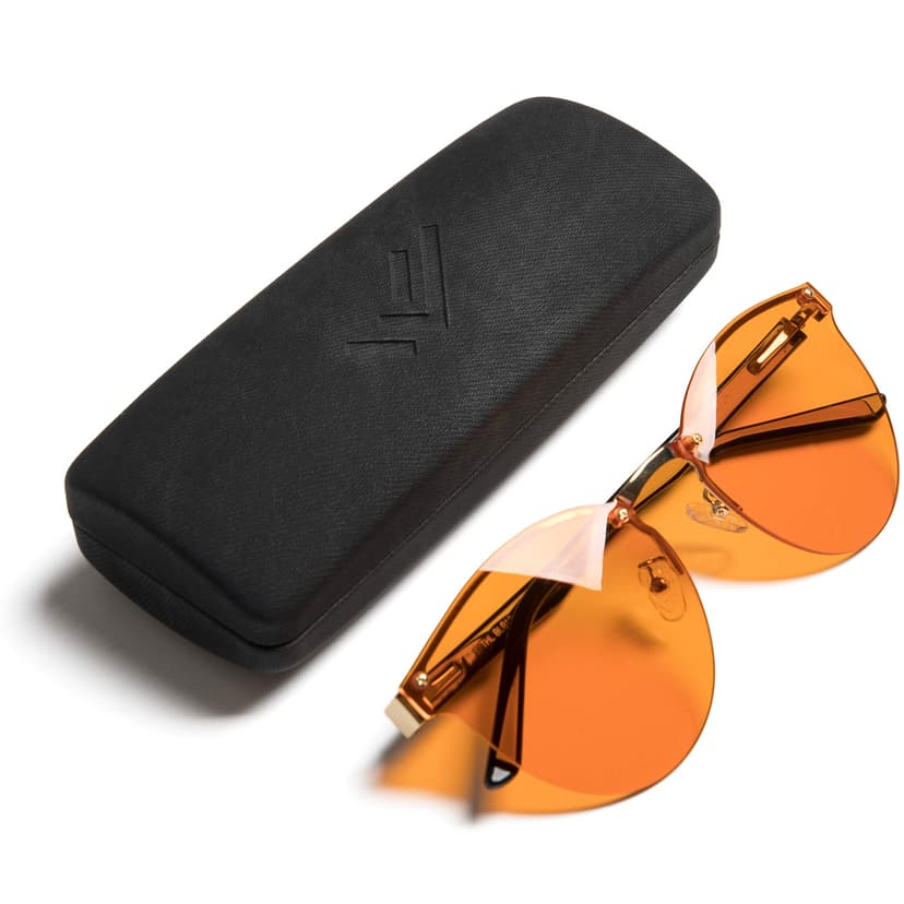 Blue Light Blocking Glasses - Rimless Computer Glasses for Better Night Sleep - Filter Artificial Blue Screen Light - Anti Eye Strain Amber Lenses - Eyeglasses for Men and Women - by THL Sleep