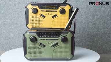 PRUNUS J-369 Wind Up Radio Solar, AM/FM Emergency Hand Crank Radio, Battery Radio with 3000mAh Power Bank, LED Torch, SOS Alarm, USB Phone Charger Perfect for Emergencies & Outdoor Survival
