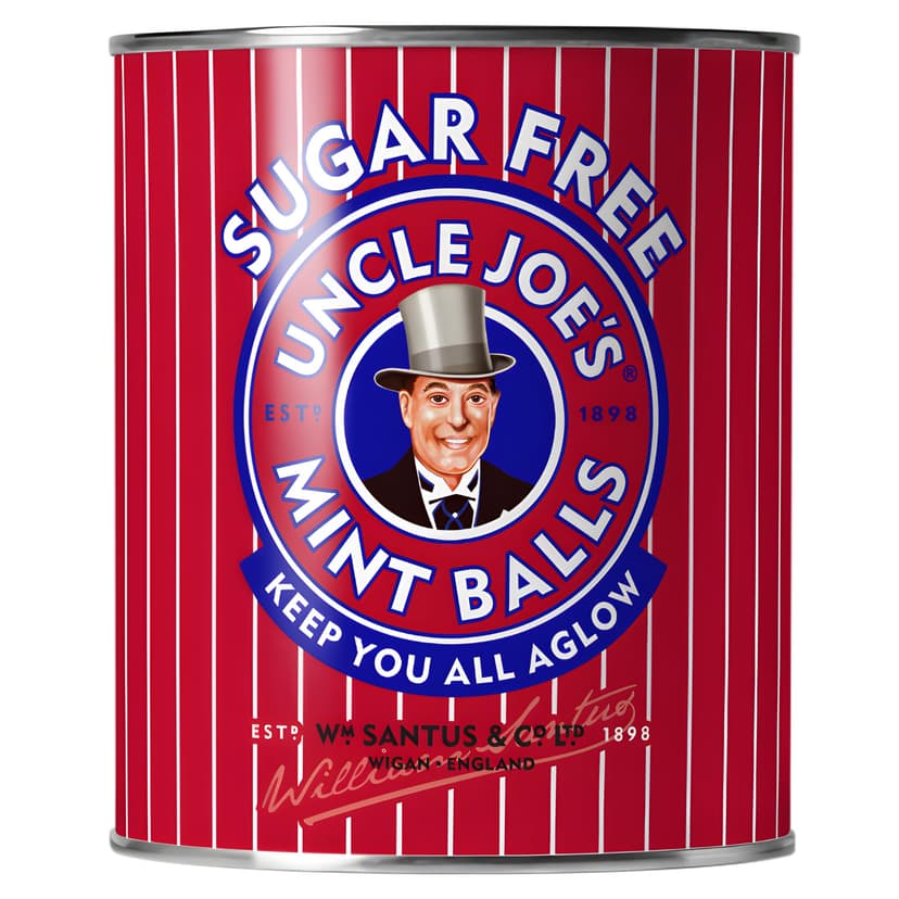 Uncle Joe's | Sugar Free Mint Balls | 120g Tin | Vegan | Free From Artificial Colours | Guilt-Free Treat