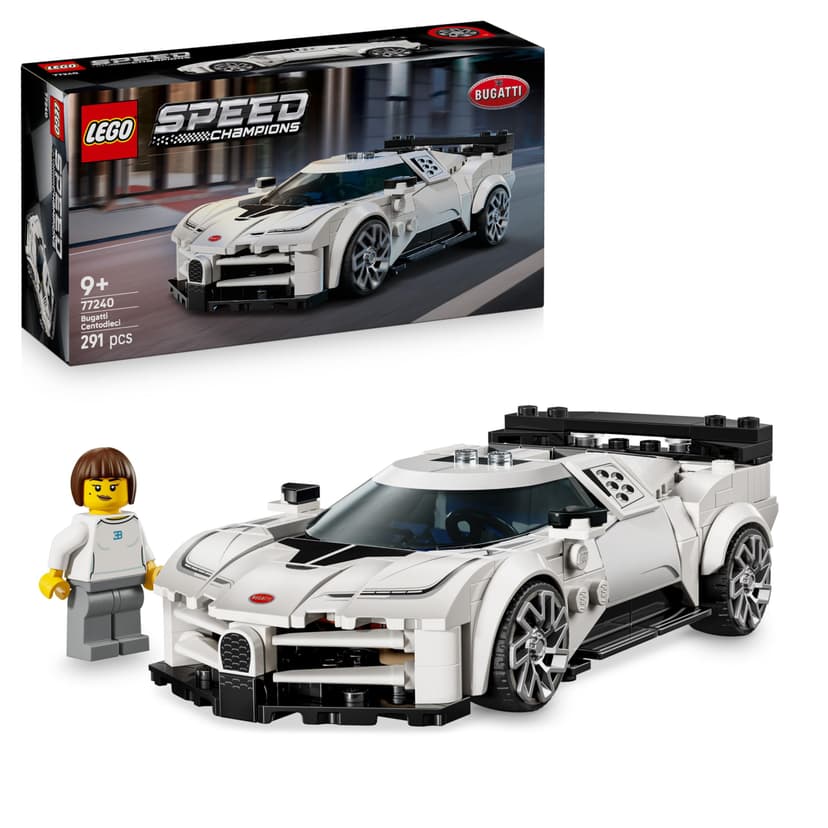 LEGO Speed Champions Bugatti Centodieci Hyper Sports Car Toy - Car Model Kit with a Driver Minifigure - Birthday Gift for 9+ Year Old Boys - 77240