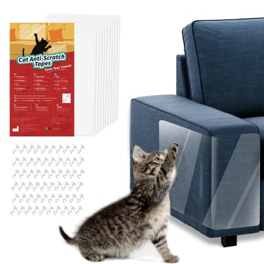 VavoPaw Anti Cat Scratch Furniture Protector – 10 Pack Single Side Anti Scratching Deterrent Sticky Tape - Cats Couch Scratch Protector – Cat Training Tape– Not for Leather, Velvet, Microfiber
