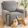 ZGDDPZA Recliner Chair Cover with Armrests, Non-Slip Thickened Flannel Sofa Protector for 1/2/3 Seater Armchairs, Soft Warm Snuggle Chair Cover for Pets and Kids