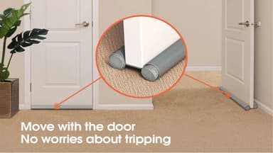 Draught Excluder for Doors With Double Sided Seal, Noise Blocker, Door Seal with Ideal Fit, Draught Insulator Strip Foam Seal Fits to Bottom of Door, Under Door Draft Stopper (1, Grey)