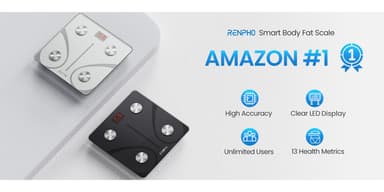 RENPHO Scales for Body Weight, Smart Weighing Scales Body Weight with App, Bluetooth Bathroom Scales for Fitness Tracking, High Accuracy Body Composition Monitor (ST/ST:LB/LB/KG) - Elis 1