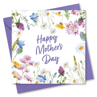 Mothers Day Card. Card for Mum. Flower Design with Matching Envelope. 150x150mm. Ecofriendly. Printed and Packed in UK, by Absolutely Yours.