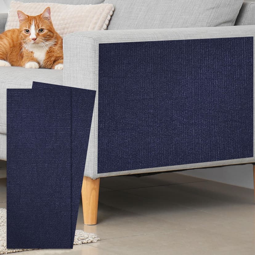 sourcing map Self-Adhesive Cat Scratching Mat, 2 Rolls 39.4" x 15.8" Couch Protector from Cat Claws for DIY Sofa, Wall, Doors, Scratch Pad Carpet Mat, Dark Blue